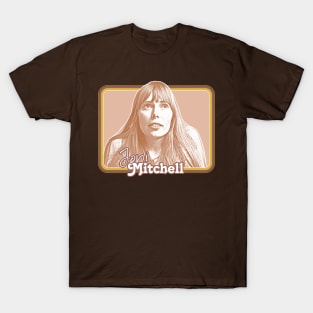 Joni Mitchell // Retro 1970s Style Fan Art Design T-Shirt